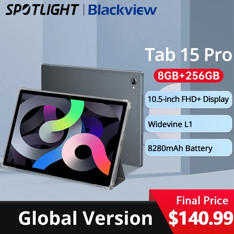 

Глобальная версия Blackview Tab 15 Pro Tablet Pad Восьмиядерный процессор 8 ГБ 256 ГБ 8280 мАч Аккумулятор 10,5-дюймовый дисплей 13 МП Камера Планшетный ПК Android