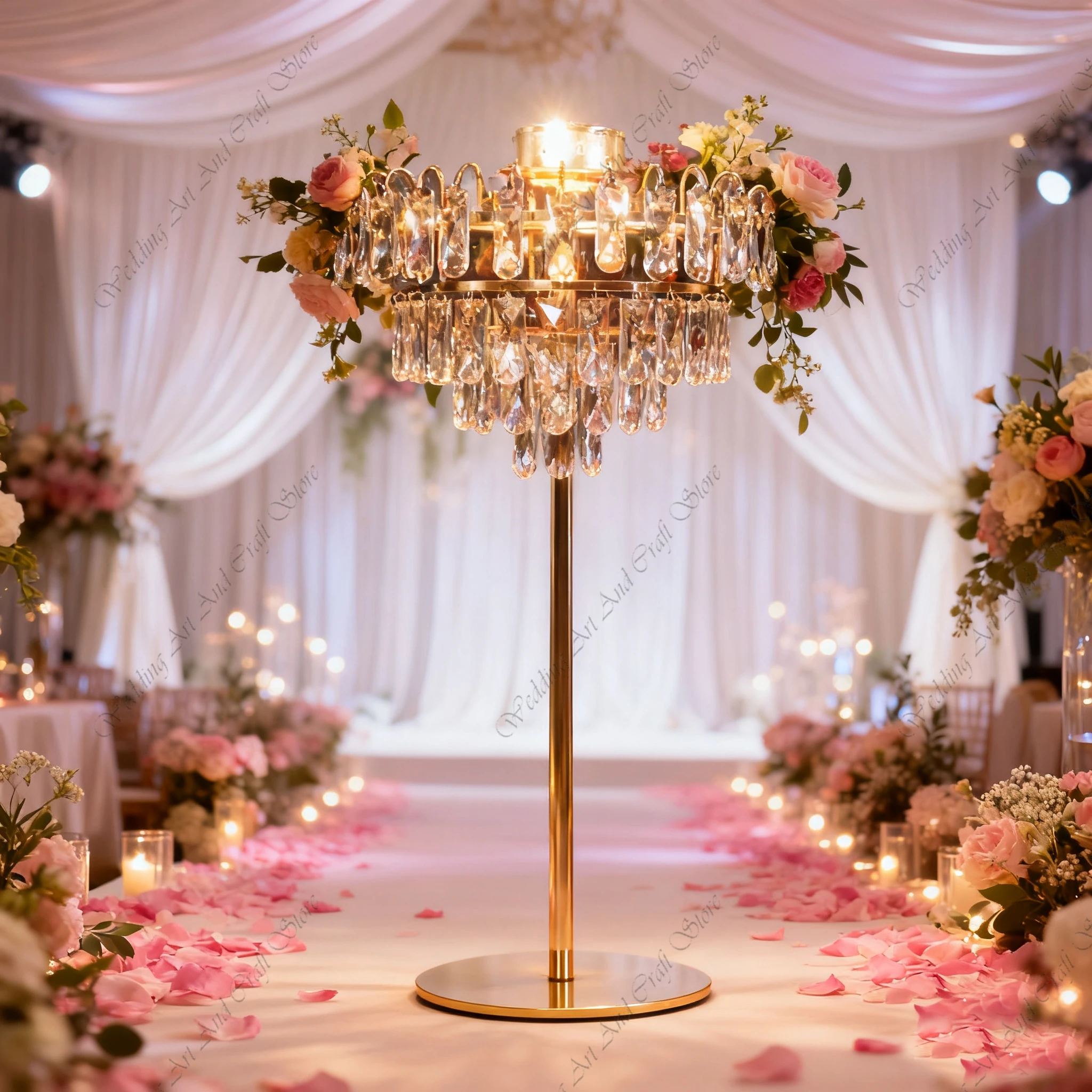 

10pcs f30 84-120cm Crystal Table Lamp Wedding Centerpieces Candelabra Tealight Candlestick Holder for Home Wedding Birthday Hall