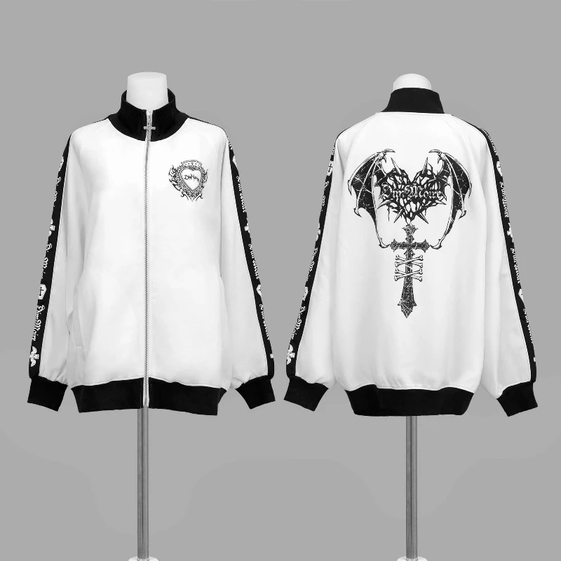 Japanese Punk Style Hoodies Coats Y2k Aesthetic Women Printing Oversized Jackets Gothic Csual Grunge Double Zippers Sweatshirts