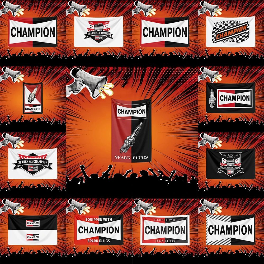 Champion Spark Plugs Auto Parts Flag  Polyester Banner For Garage Workshop Wall Decor Mechanic Gift