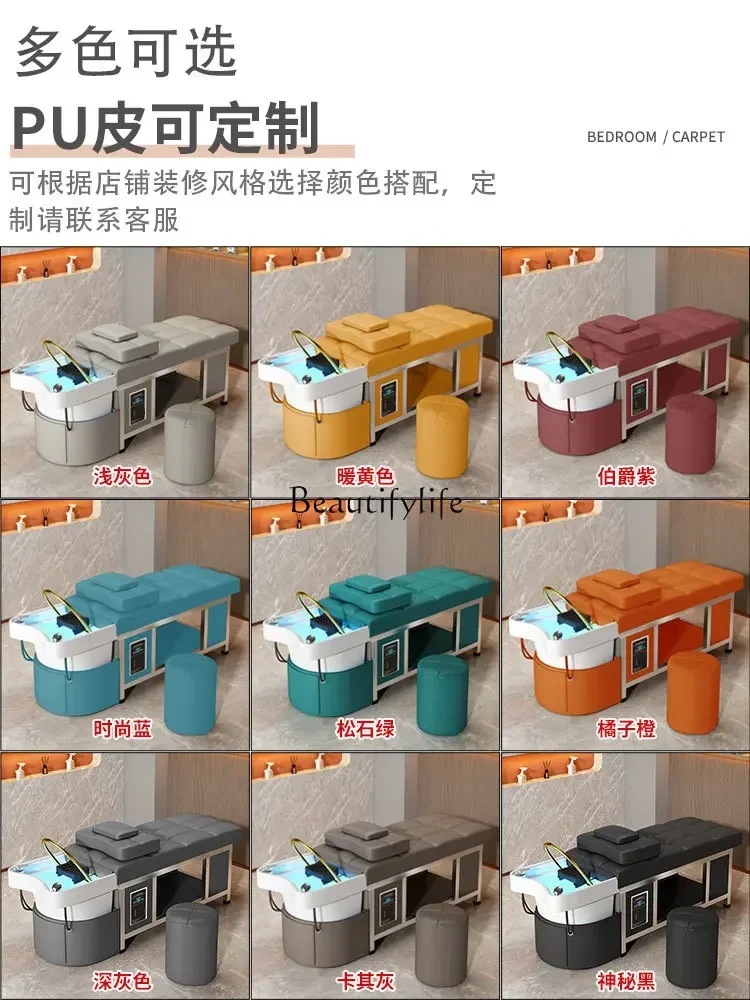 88.Ceramic Basin Head Therapy Shampoo Chair Hair Saloon Dedicated Thai Massage Water Circulation Fumigation Stainless Steel