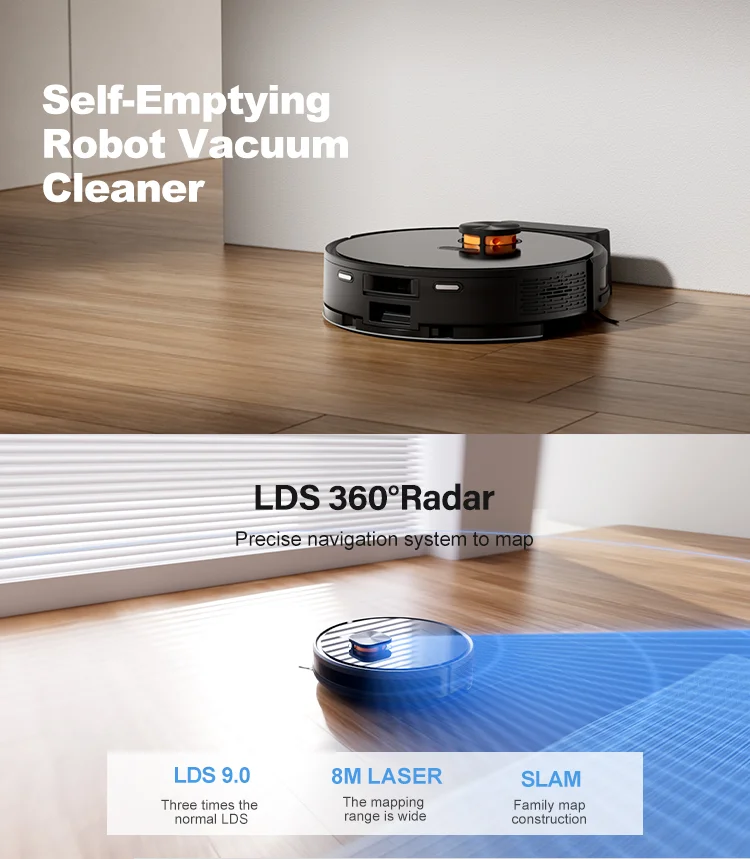LDS Laser Floor House Cleaning Mopping Self-emptying Dustbin Sweeping Aspirateur Aspiradora Robot Vacuum Cleaner