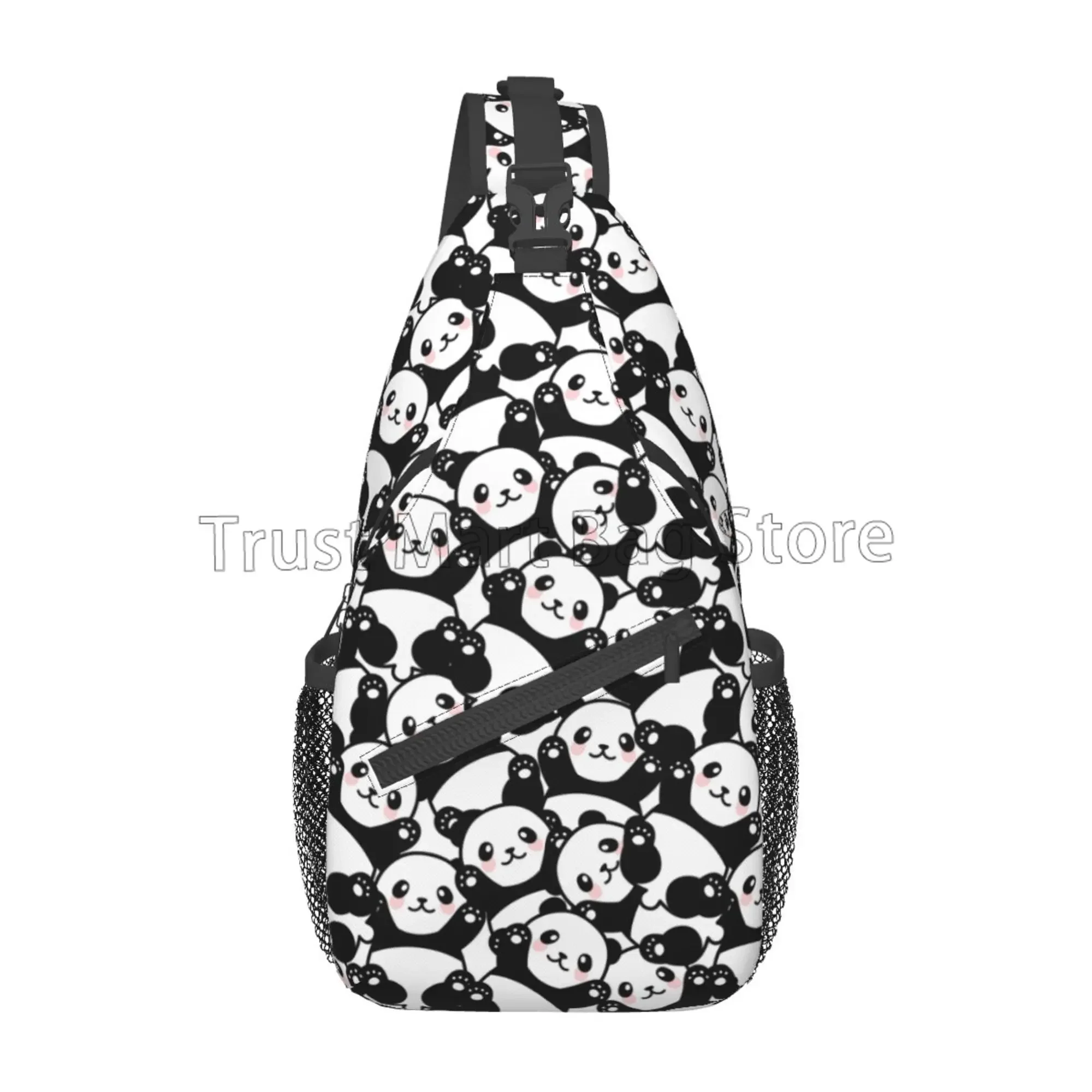 Mochila cruzada Unisex para hombre y mujer, Bolso pequeño con diseño de Panda bonito, Mini bandolera de un hombro para el pecho, gimnasio, deporte, viaje, senderismo, mochila de día