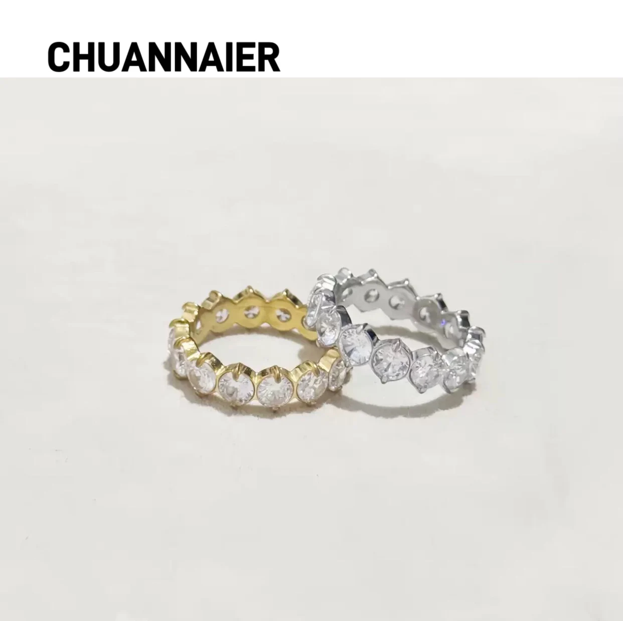 

Hot-selling titanium steel round ring, European and American fashion zirconium ring, trendy and high-end feeling