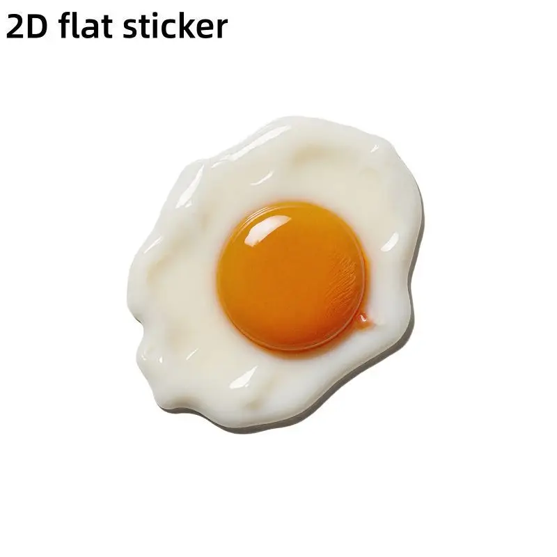 2D Flat Fried Egg Vinyl Sticker, Waterproof Decal for Car, Laptop & Smooth Surface Decor, Funny Food Style