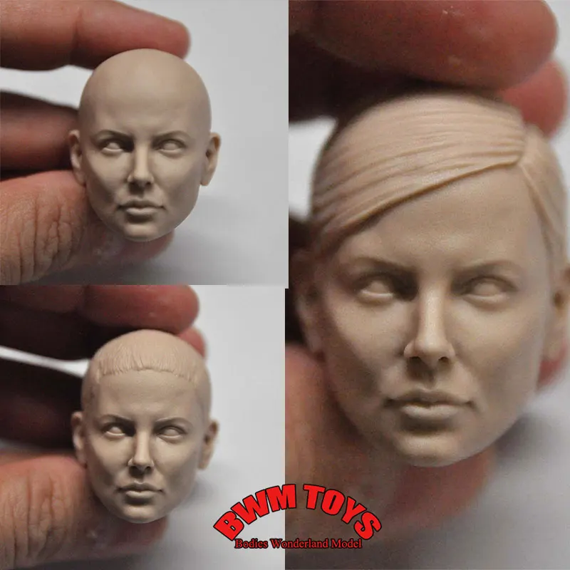 Unpainted DIY 1/6 Scale Female Soldier European American Actors Charlize Theron White Model Head For 12inch Action Figure Doll