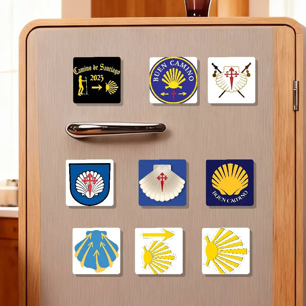 Yellow Camino De Santiago Scallop Refrigerator Magnets  Fridge Magnet Square Shape Fridge Refrigerator Wall Door Decoration