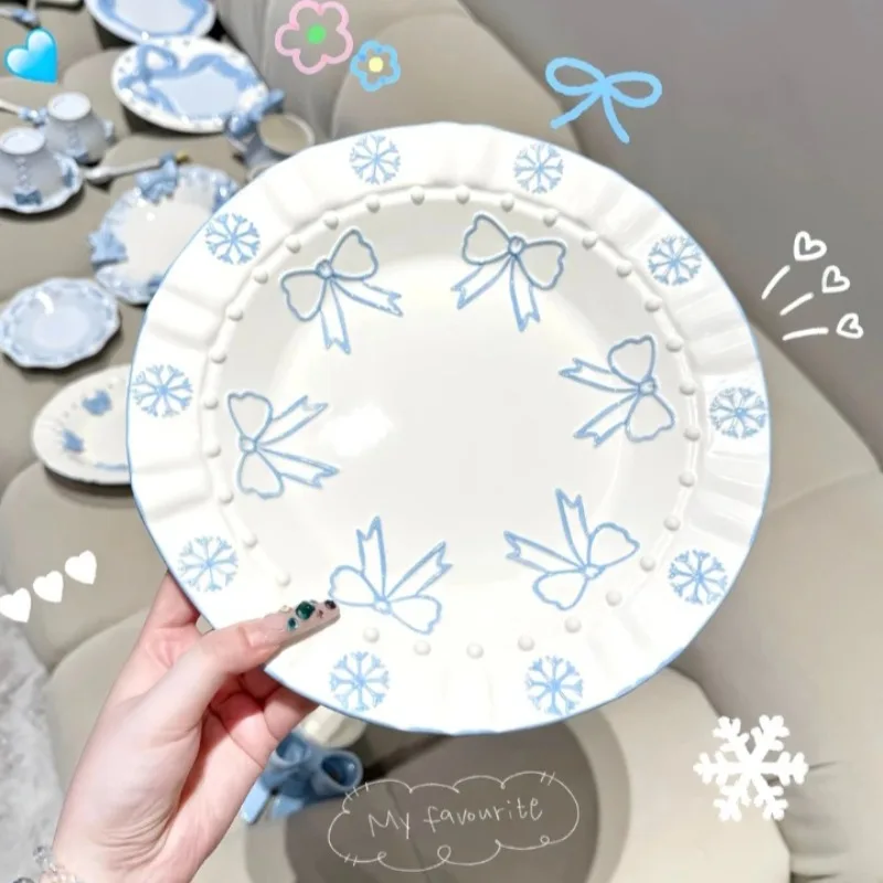 طبق عشاء سيراميك ثلاثي الأبعاد مطلي يدويًا بفيونكة مشهورة #2