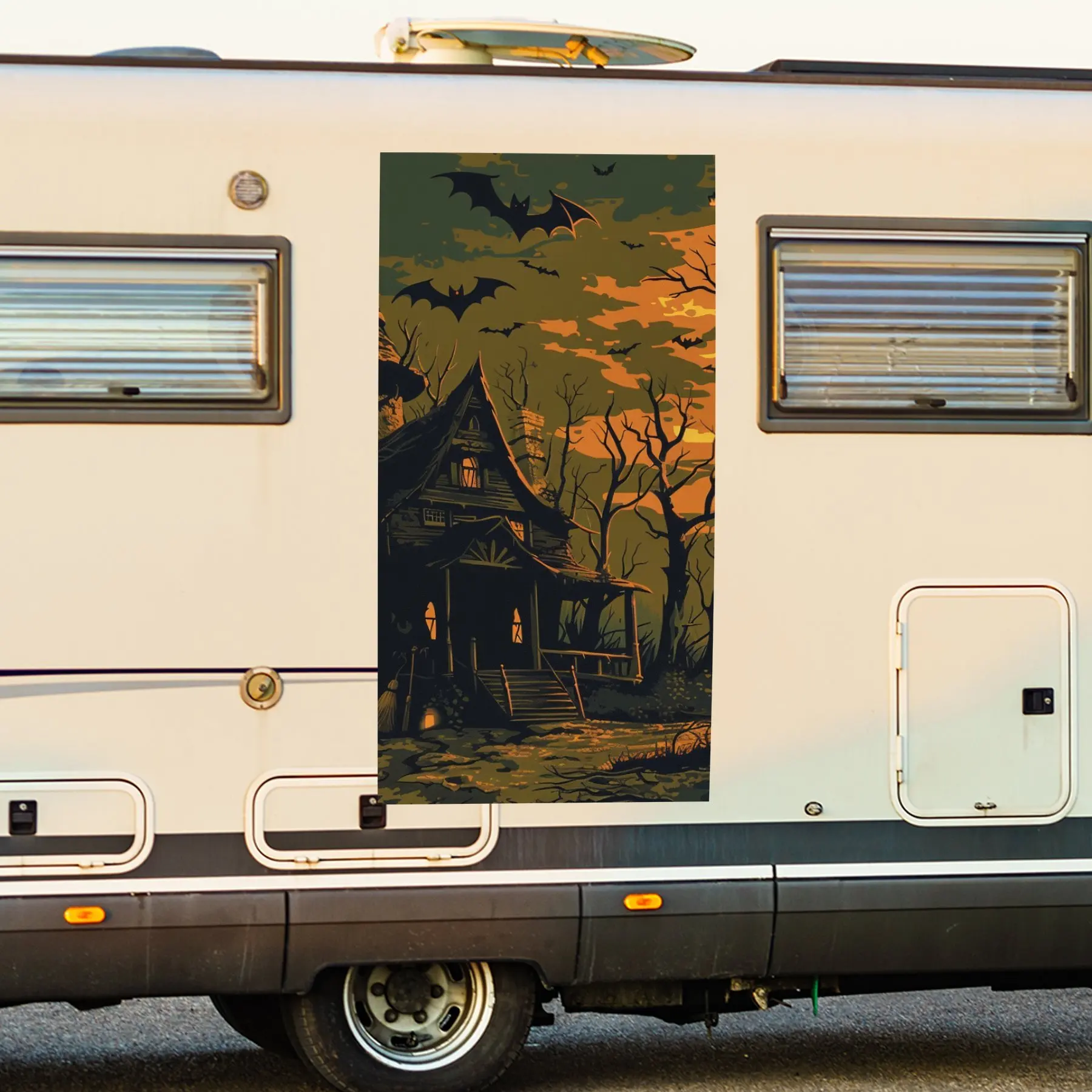 

Шляпа ведьмы и дом с привидениями, автомобильная наклейка, виниловая наклейка на сторону дома на моторику, водонепроницаемая самоклеящаяся виниловая наклейка на