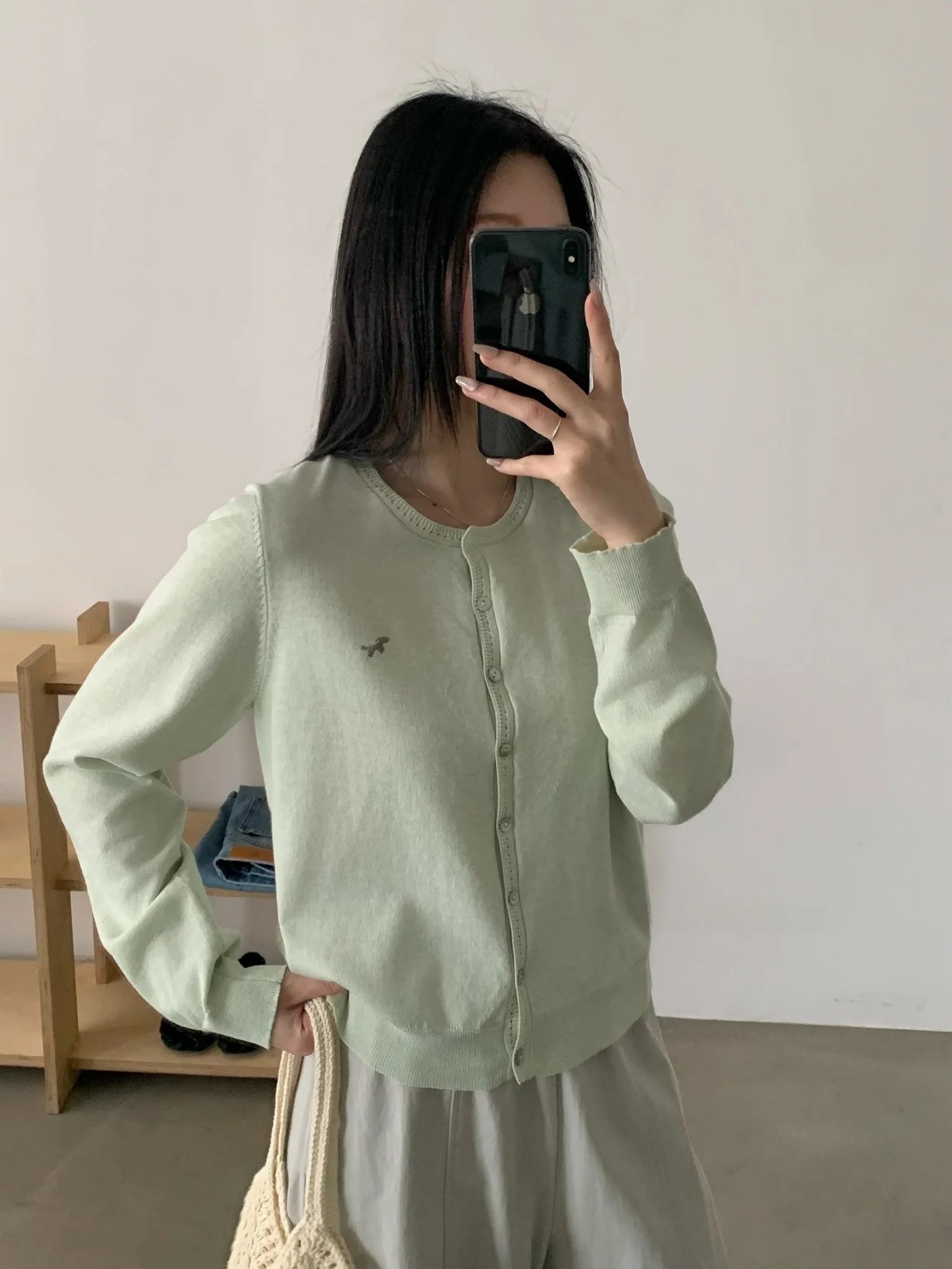 

Aimistyle Original round Neck Embroidered Knitted Cardigan Women's Loose Versatile Knitwear Commute Style Long Sleeve C...
