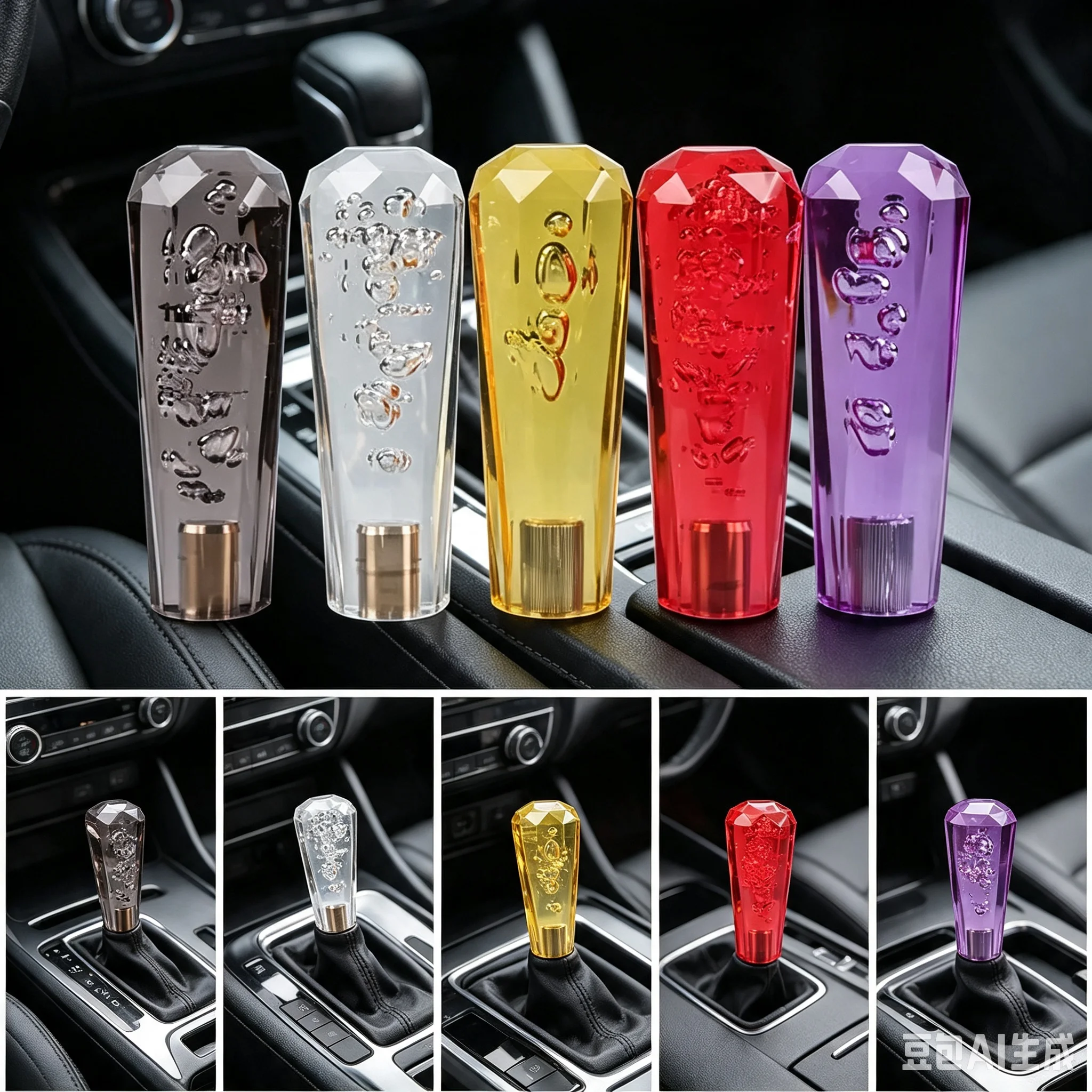 Universal New 15cm Car Multicolor Gear Shift Knob Crystal Bubble Gear Shift Knob Colorful Shifter Lever Fit For Honda Toyota