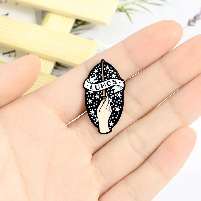 Magician Magic Wand Enamel Pin Custom Brooches Fun Badge Bag Shirt Lapel Pin Buckle Starry Jewelry Gift for Friends Kids