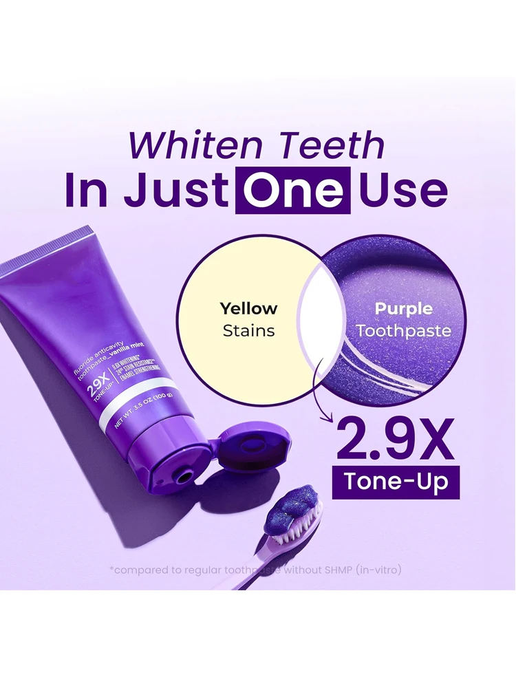 Purple Color Correcting Whitening Toothpaste, Plaque Remover & Gum Protection Oral Essence for Daily Use