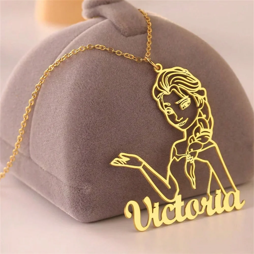 Custom Name Necklace For Women Mom Gold Color Stainless Steel Nameplate Pendant Necklace Temperament Jewelry Daily Gifts