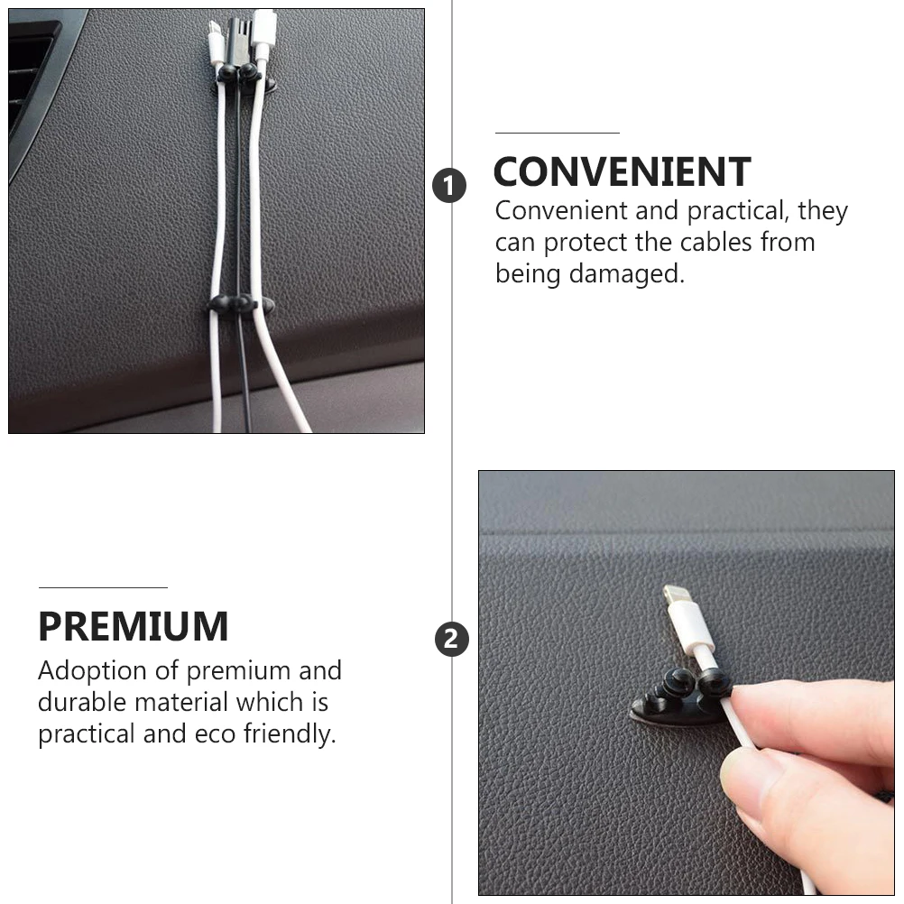 

16pcs Cable Organizer Clips Strong Adhesive Wire Management Fixator Durable PVC Cable Holder for Headphone Car Interior Storage
