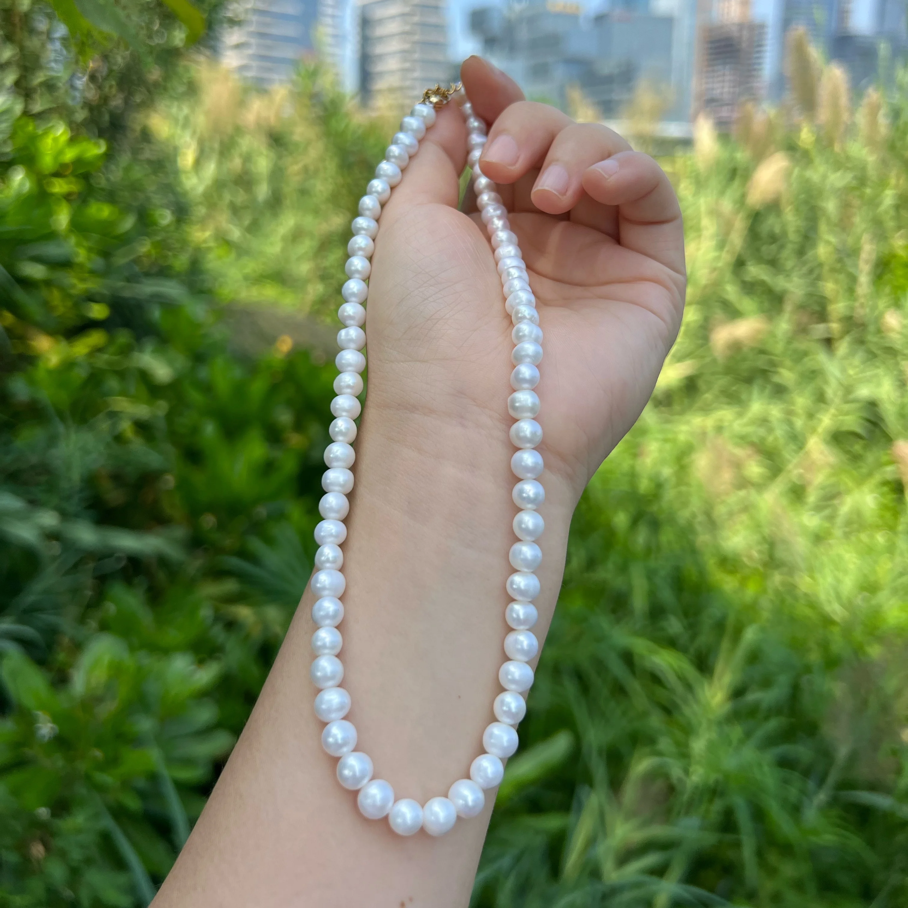 18 Inch New 7-8mm AAA Akoya White Real Pearl Necklace For customization, size, length, please contact