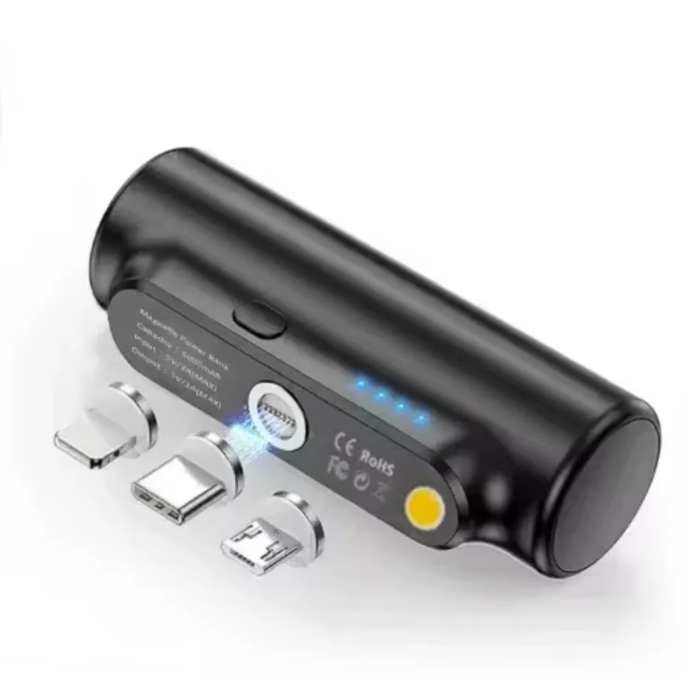 Mini banco de energía portátil de 5000mah, cargador de batería de bolsillo con enchufe magnético para tipo C/LIGHTNING/Micro USB para cualquier teléfono