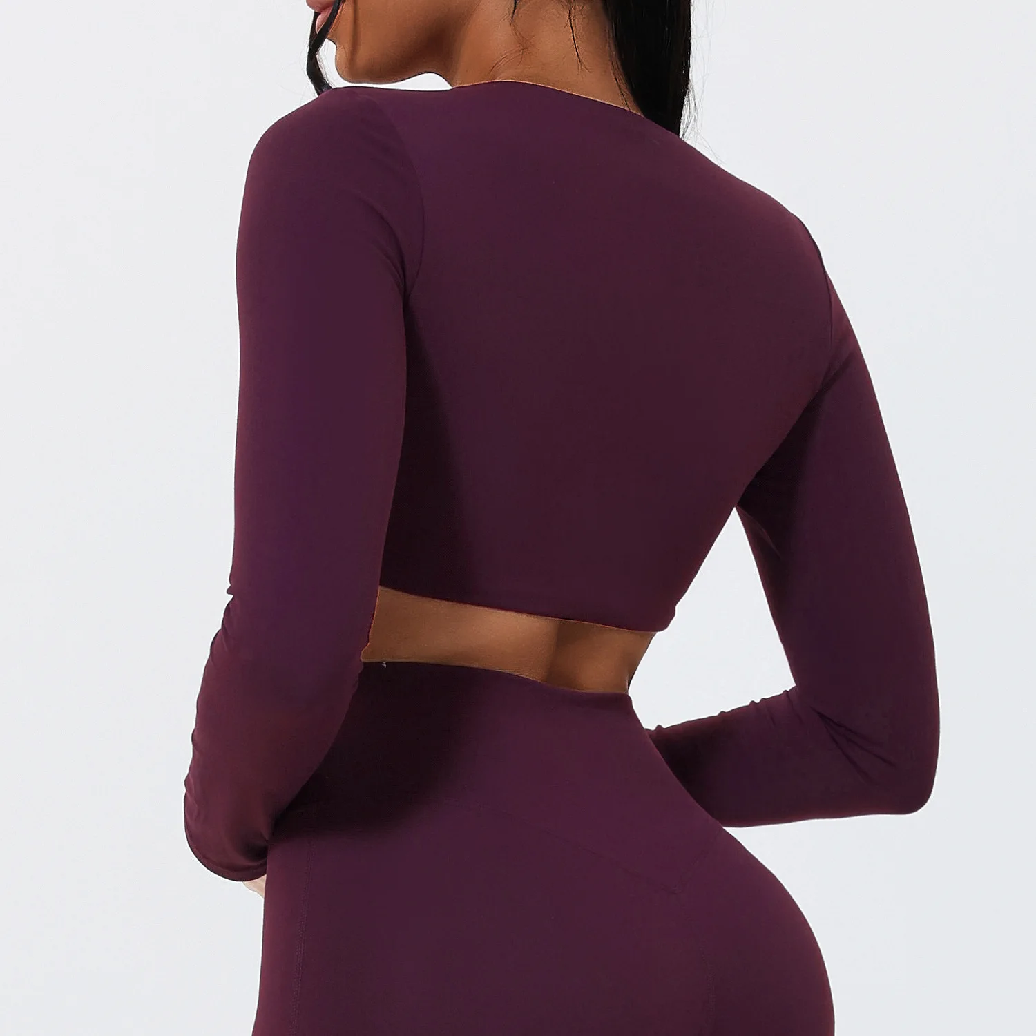 الخريف والشتاء شبك ملابس اليوغا للنساء ضيق مثير طويلة الأكمام المحاصيل القمم المرأة تجريب اللياقة البدنية الرياضة بيلاتيس تي شيرت #3