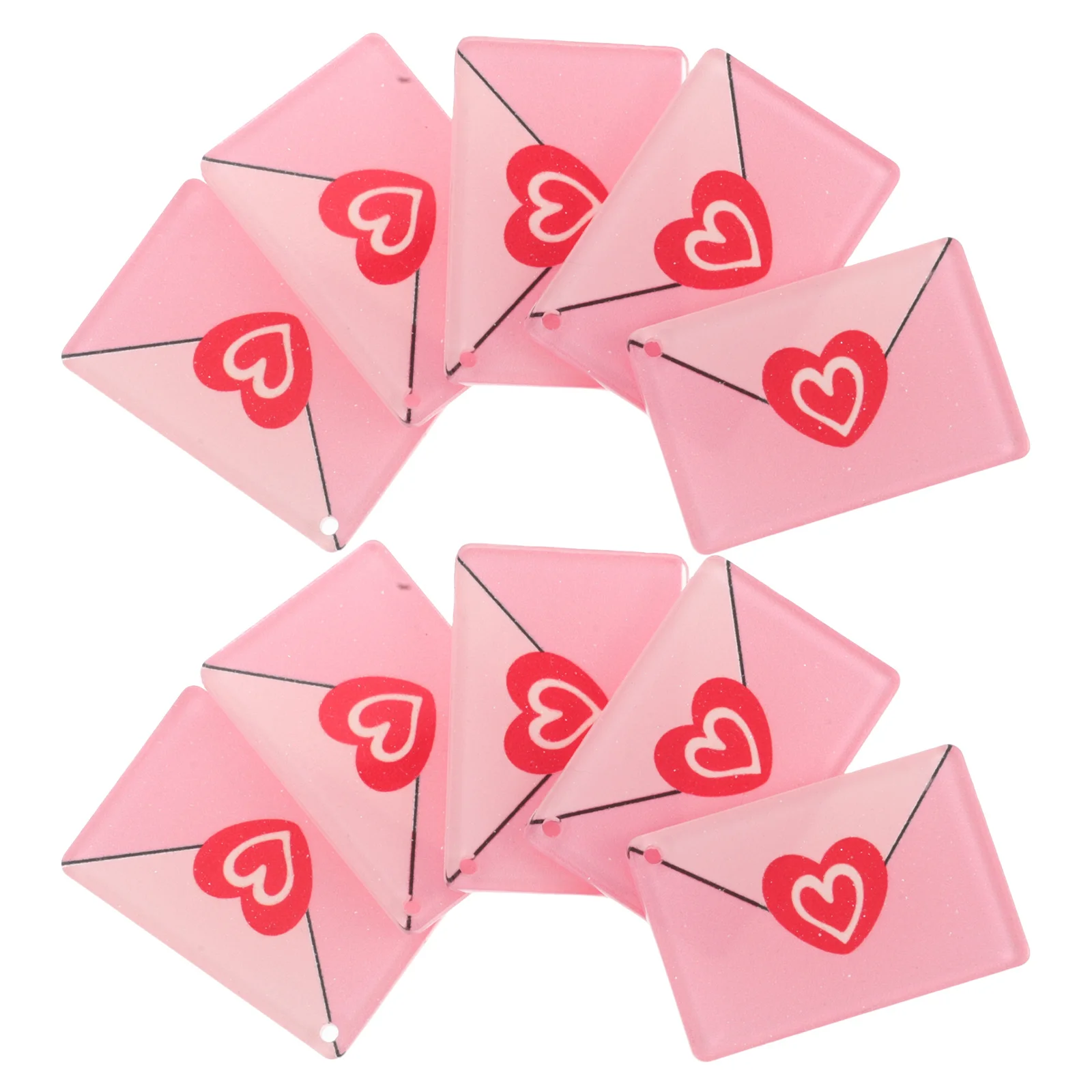 

10Pcs Valentines Day Heart Envelope Acrylic Charms Pendants Earrings DIY Jewelry Making Craft Supplies Heart Charm for Art