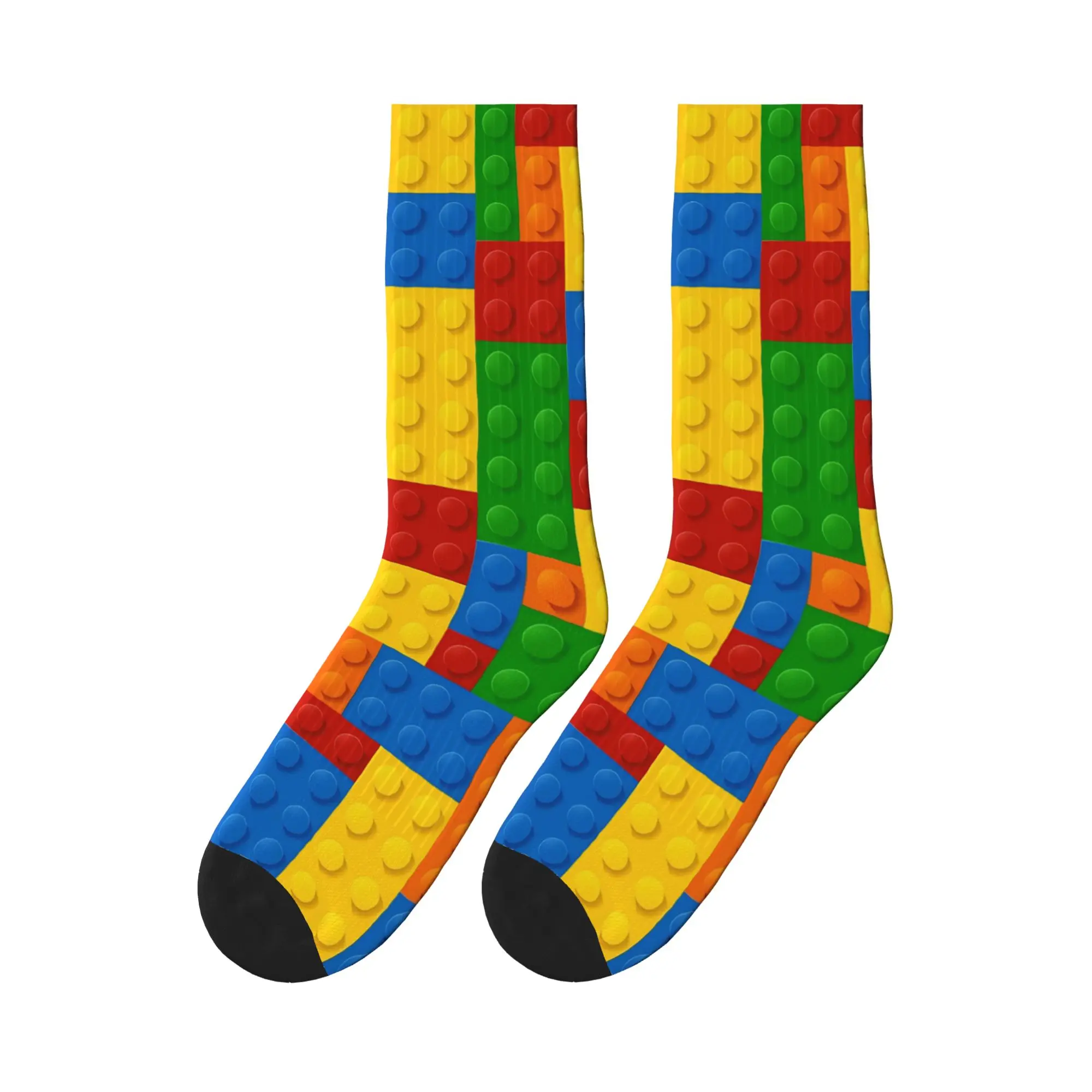 Couple Socks Building Blocks Vibrant Brick Print  Stockings Anti Slip Comfortable Socks Winter Kawaii Custom Climbing Socks