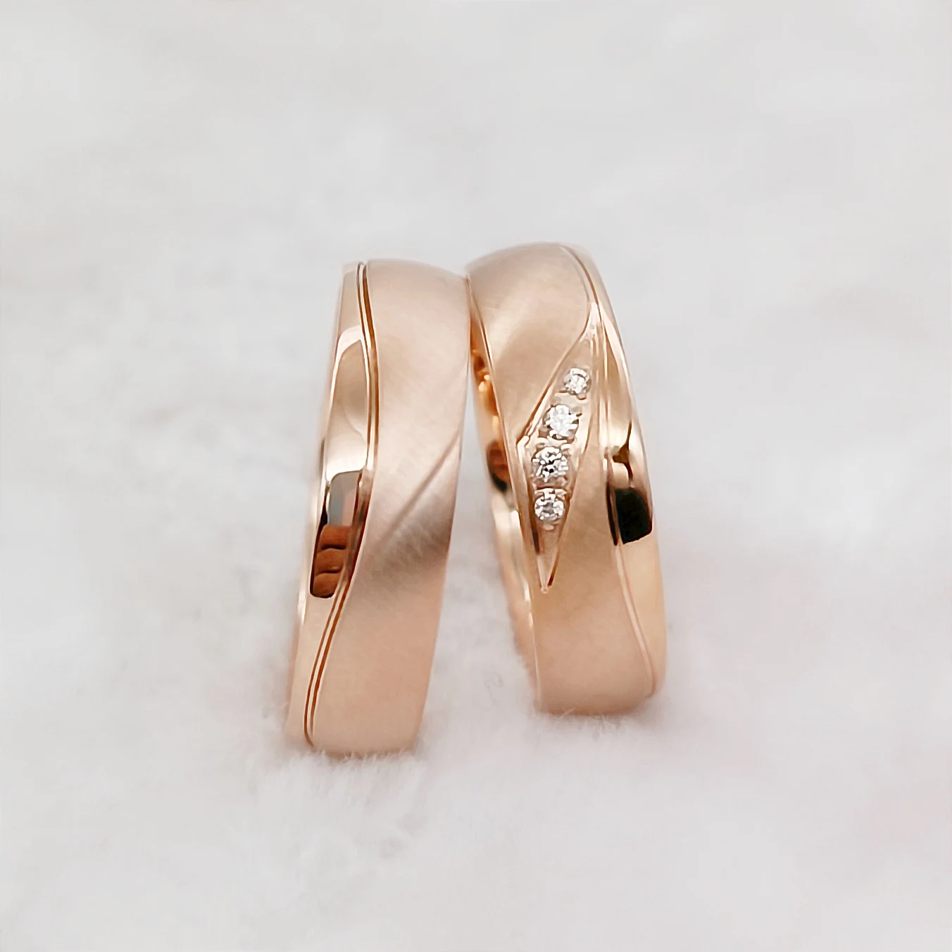 Designer Handmade 18K Rose Gold Plated Wedding Rings Set for Men