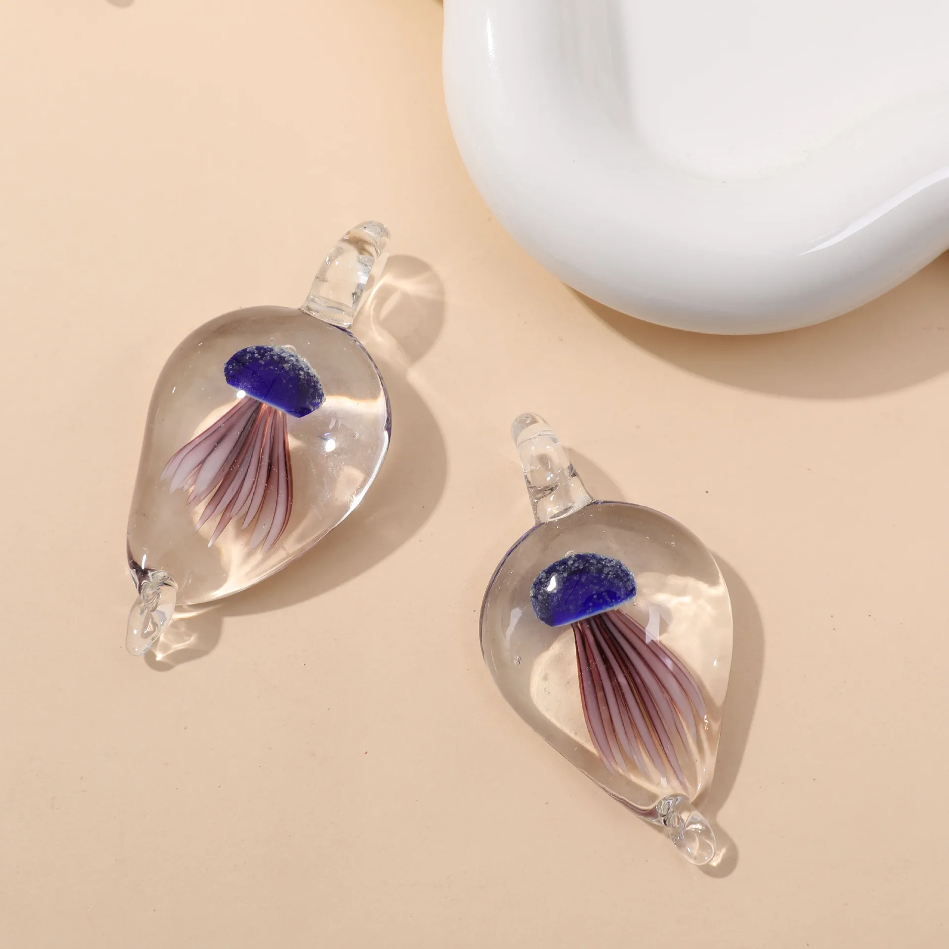 اليدوية زجاج مورانو قلادة قلادة قنديل البحر الشفاف للنساء مجوهرات زجاجية حفل زفاف فتاة يحب الهدايا