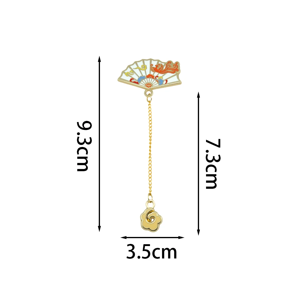 Klassischer chinesischer Fächer, Anhänger mit Glückswolke und fliegendem Vogel, Emaille-Anstecker, exquisiter Modeschmuck für den Kragen. – Detail 2
