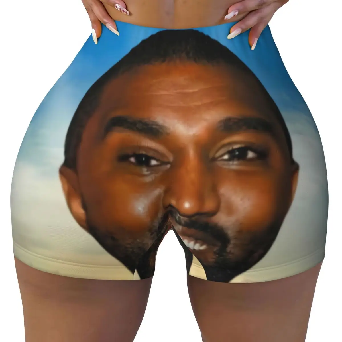 Custom Funny Kanye West Meme Gym Running Volleyball Shorts for Women Rapper Music Producer Workout Yoga Shorts