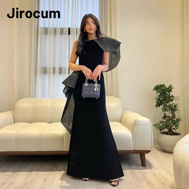 

Jirocum Elegant Mermaid Prom Dress Women's One Shoulder Custom Party Evening Dresses Saudi Arabia Black Formal Occasion Gowns