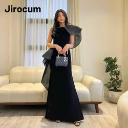 Jirocum Elegant Mermaid Prom Dress Women's One Shoulder Custom Party Evening Dresses Saudi Arabia Black Formal Occasion Gowns