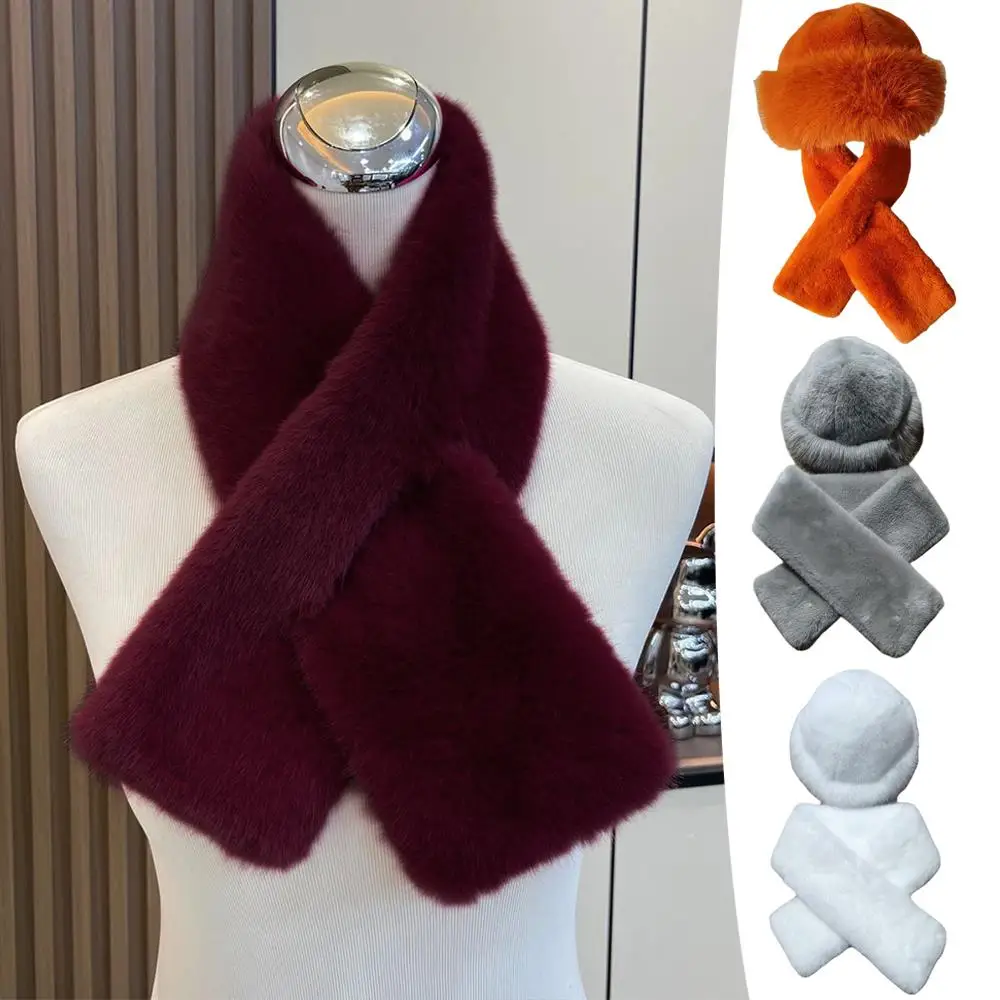 2 قطعة مجموعة وشاح القبعة أفخم قبعة دافئة ووشاح فو الفراء رقيق البلوز قبعة يندبروف رشاقته الرقبة التفاف غطاء قبة الرقبة أدفأ #2