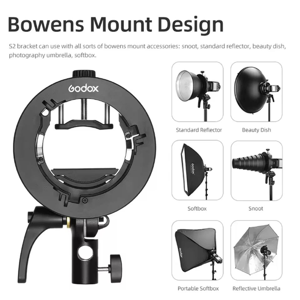 Godox S2 S3 Speedkite Bracket Bowens Mount Flash S-type Holder Bracket for AD200Pro AD400Pro II Speedlite Flash