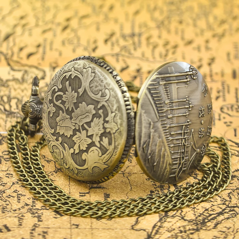 중국 관광 명소용 트레슬 브릿지 심플 디자인 목걸이, 쿼츠 포켓 시계, 남녀 학생 범용 선물