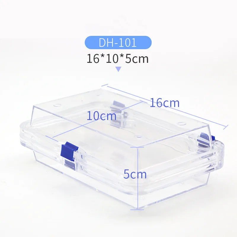 Transparente Zahnbox aus Kunststoff, Aufbewahrungsbox für Prothesen mit Folienmembran, buntes Scharnier für Krone und Brücken