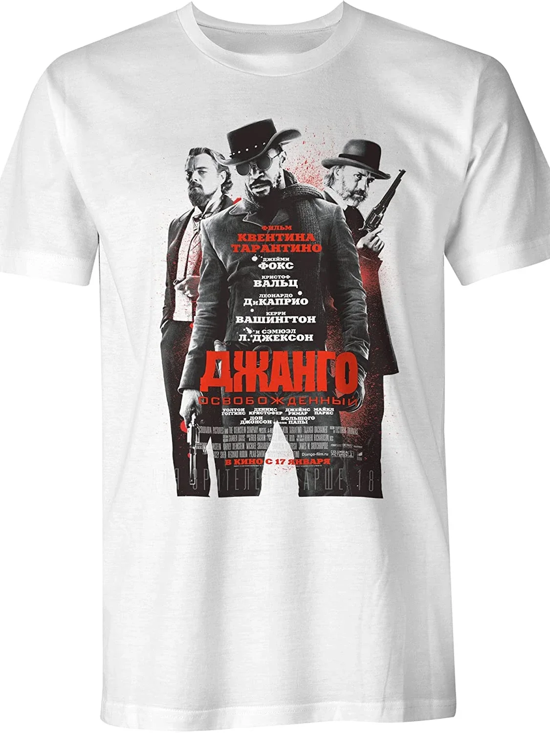 Russian Django Unchained Movie Poster T Shirt New 100% Cotton Short Sleeve O-Neck T-shirt Casual Mens Top