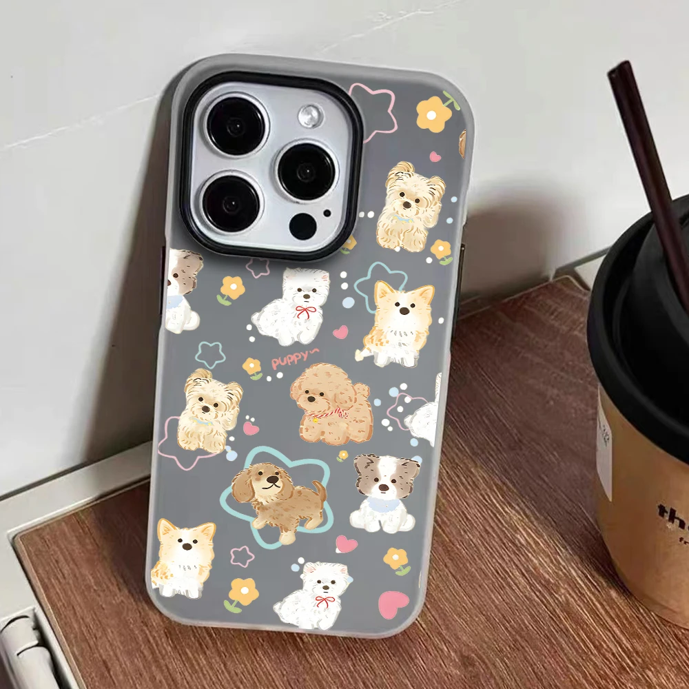 für iPhone 17 16 14 15 11 12 13 Pro Max 8 15 16 Plus 17 Air Hüllen Niedlicher Welpe Künstlerischer Hund Handyhülle Stoßfeste Silikonhülle – Detail 6