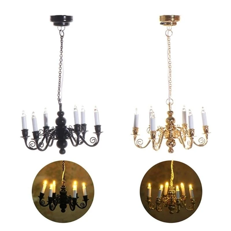 

Q81A Dollhouses Ceiling Light 6 Head Lamp Chandelier Lamp 1/12 Home Accessory