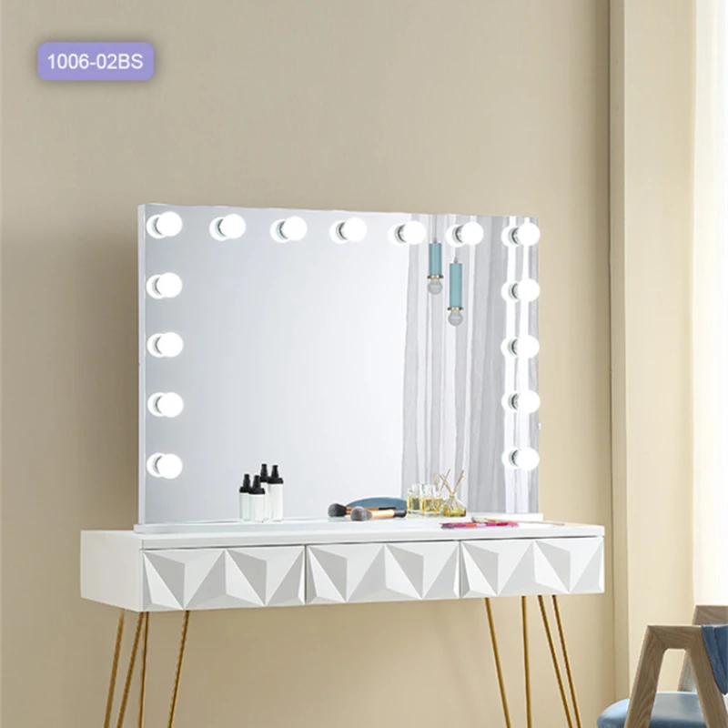 New custom product ideas  tabletop makeupmirror with light white square vanity cosmetic mirror for everyday