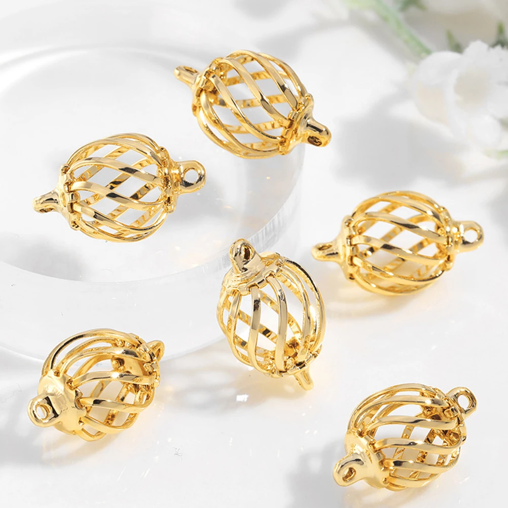 

6pcs Metal Pendants DIY Necklace Bracelet Earrings Accessories Durable Simple Style Lantern Jewelry Charms Gifts