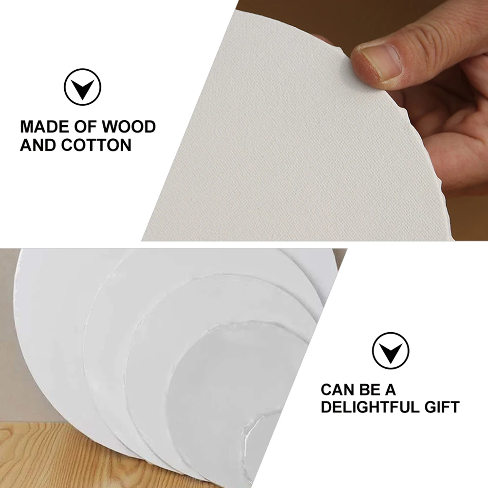 

4pcs Oil Painting Canvas Custom Wood Frame Stretched Blank Art Canvas For Acrylic Round Drawing Panels Diy Accessory Interior