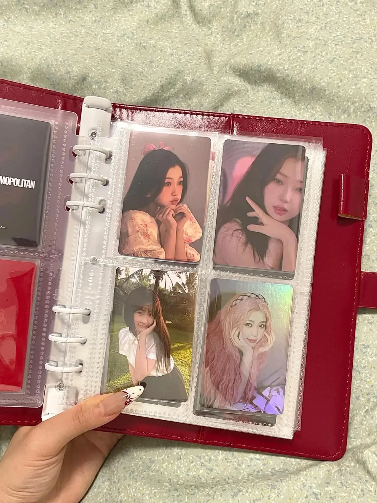MINKYS PU-Leder Hot Red A5 Kpop Fotokarten-Sammelmappe Idol-Fotokarten-Buch Idol-Aufbewahrungsalbum Schreibwaren – Detail 11