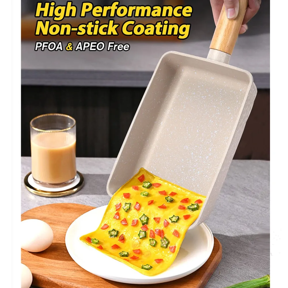 

Square Non-Stick Fried Eggs Pans Durable Stone Frying Wok Pan Ceramic Pot Induction Fryer Steak Cooking Gas Stove Skillet