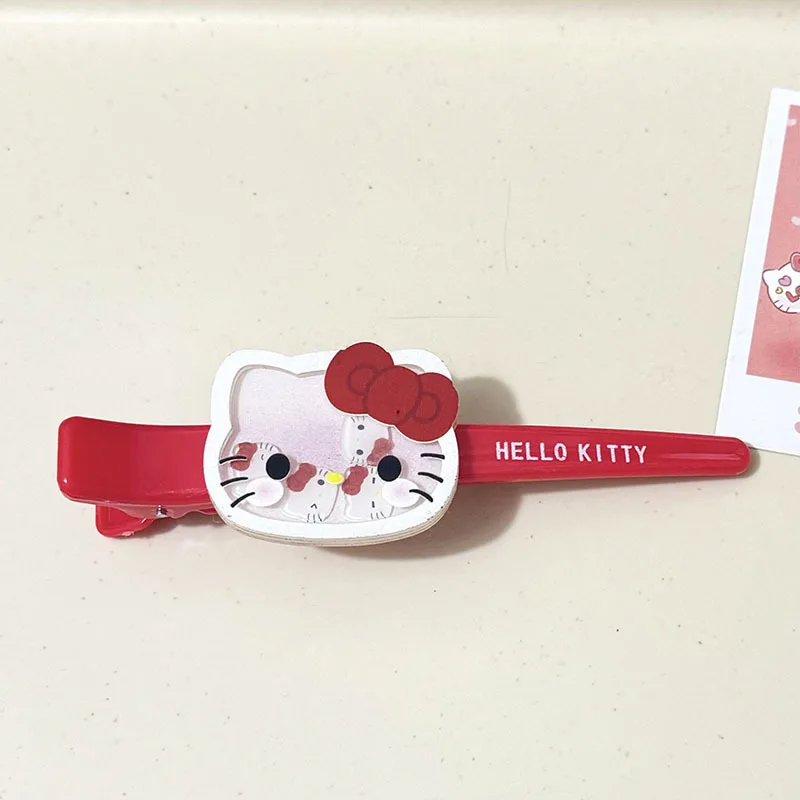 Hello Kitty Hair Clip Shaker Bangs Pin Cartoon Student Side Clip Headwear Ornament Gift Girls Fans Kawaii Accessory Red Bow view 4