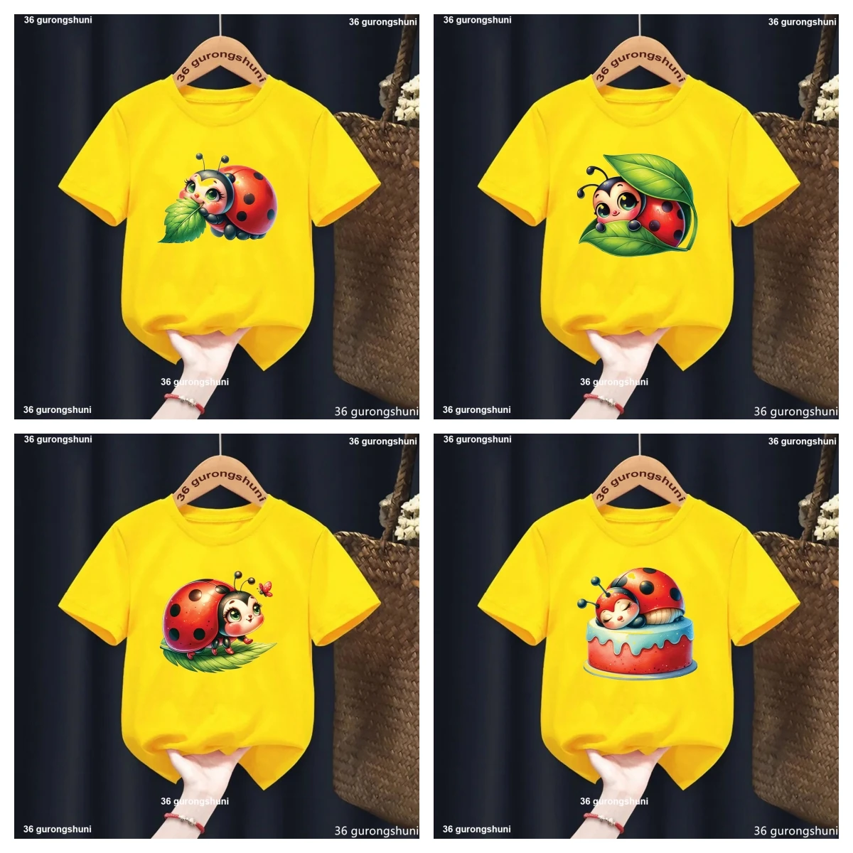 

New Boys' T-Shirt Cute Ladybug Animal Print Clothes For Kids Summer Casual Toddler T Shirt Yellow Short Sleeved Shirt Tops