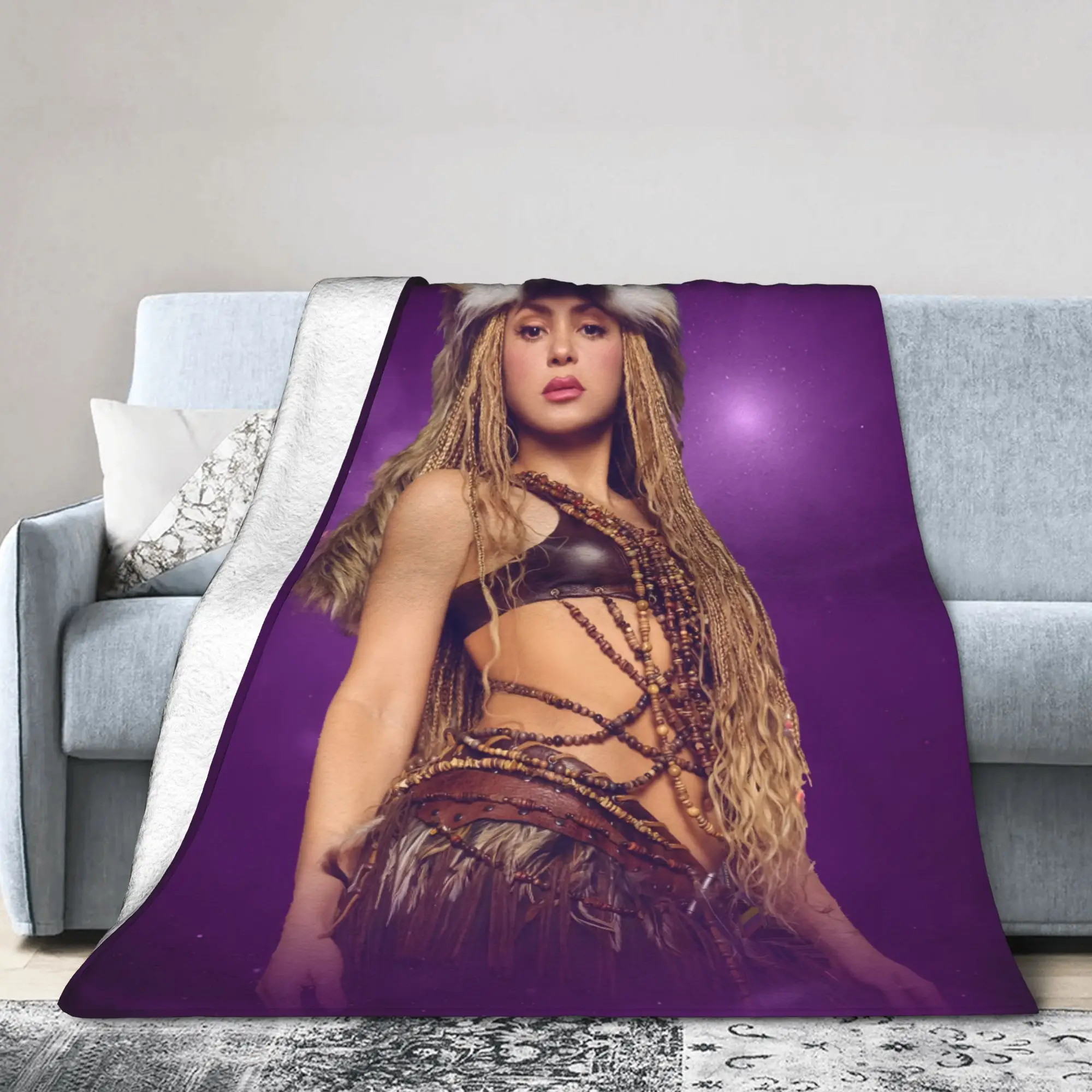 Shakira Colombian Singer Blanket Fleece Summer Air Conditioning  Portable Super Soft Throw Blankets for Sofa Bedroom Quilt