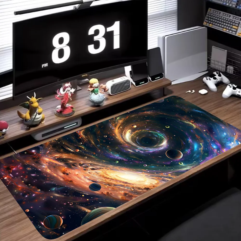 Mouse Pad Large Table Pad for Computer Galaxy Design Mousepad With Non-Slip Rubber Base Stitched Edge Deskpad PC Desk Mat