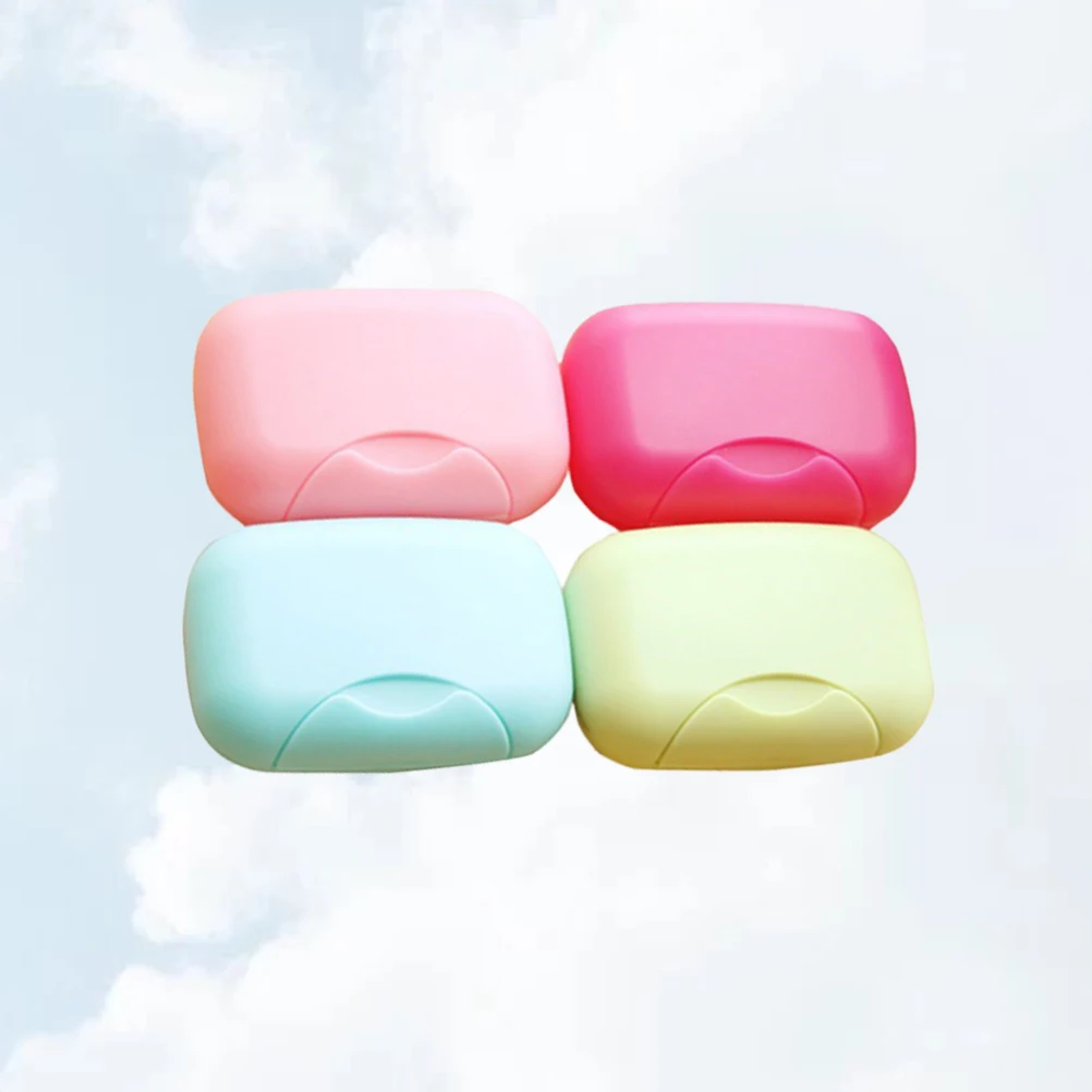 

4pcs Waterproof Box Storage Rack Portable Soap Holder Easy Clean Drain Design For Travel Gym Bathroom Accessories Soap