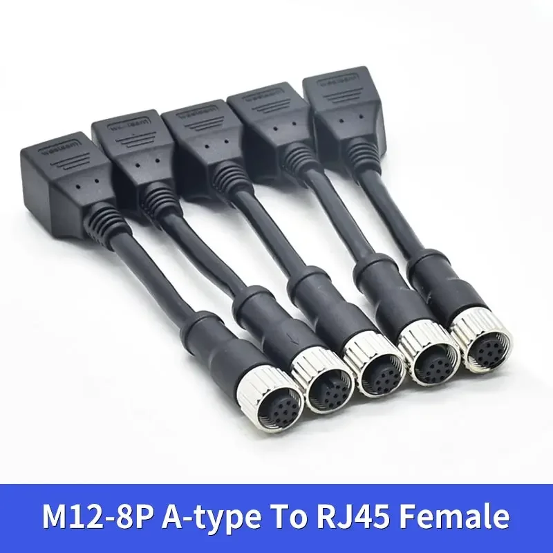 1pc M12 8Pin to RJ45 Waterproof Connector A-type Encoder to RJ45 Female Network Sensor 8 Pin A-Coding to rj45 Connectors