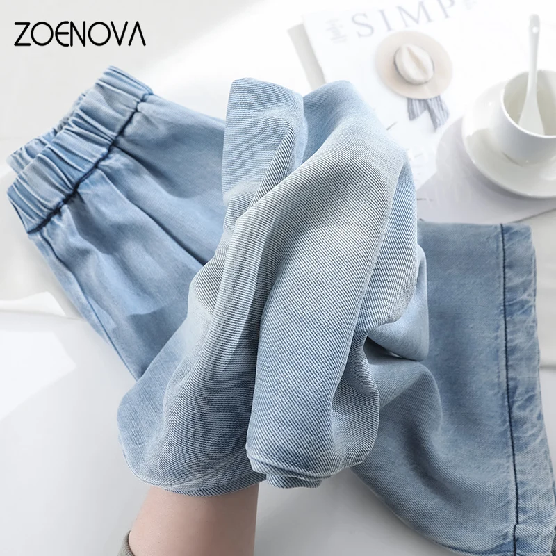 ZOENOVA Summer Thin Soft Women's Jeans Lyocell Fabric Baggy Wide Leg Denim Pants Streetwear Loose Casual Female Clothing  Plus