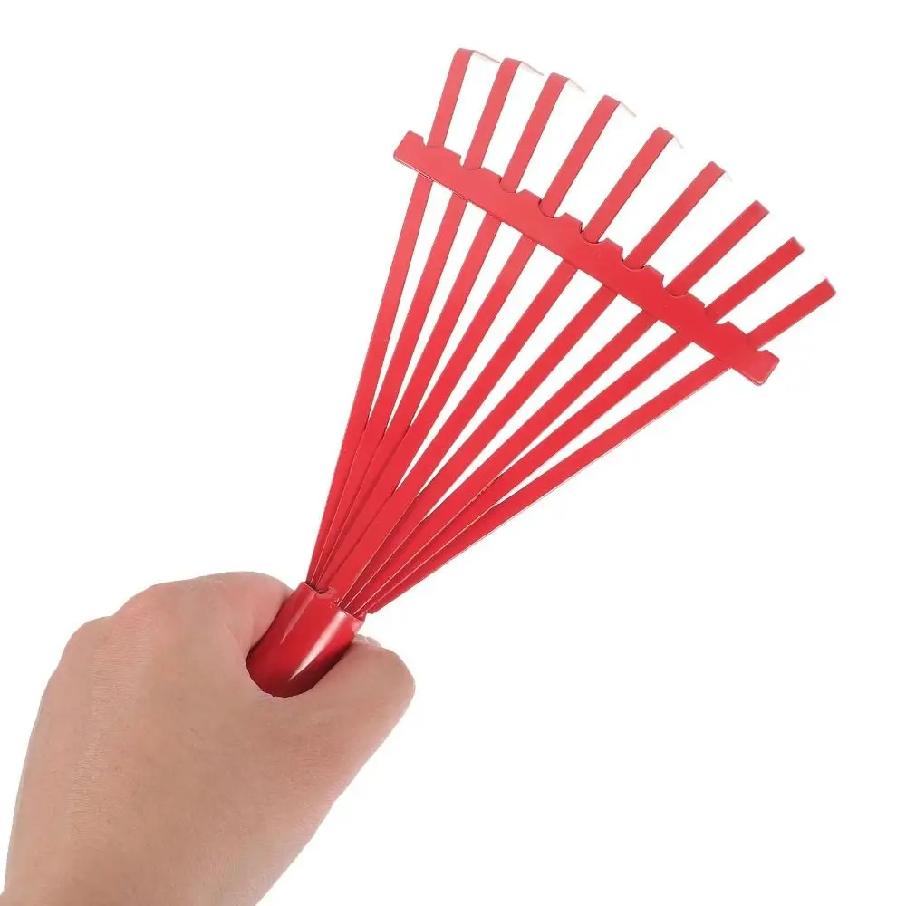 Metal Rake Multi Functional High-carbon Steel Rake Red Durable Fallen Leaves Rake Convenient Grass Rake Garden